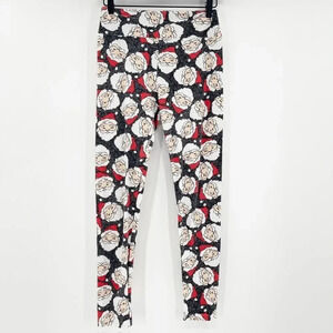 Lula Roe Santa Claus All Over Print Leggings Women's One Size Red Pull On